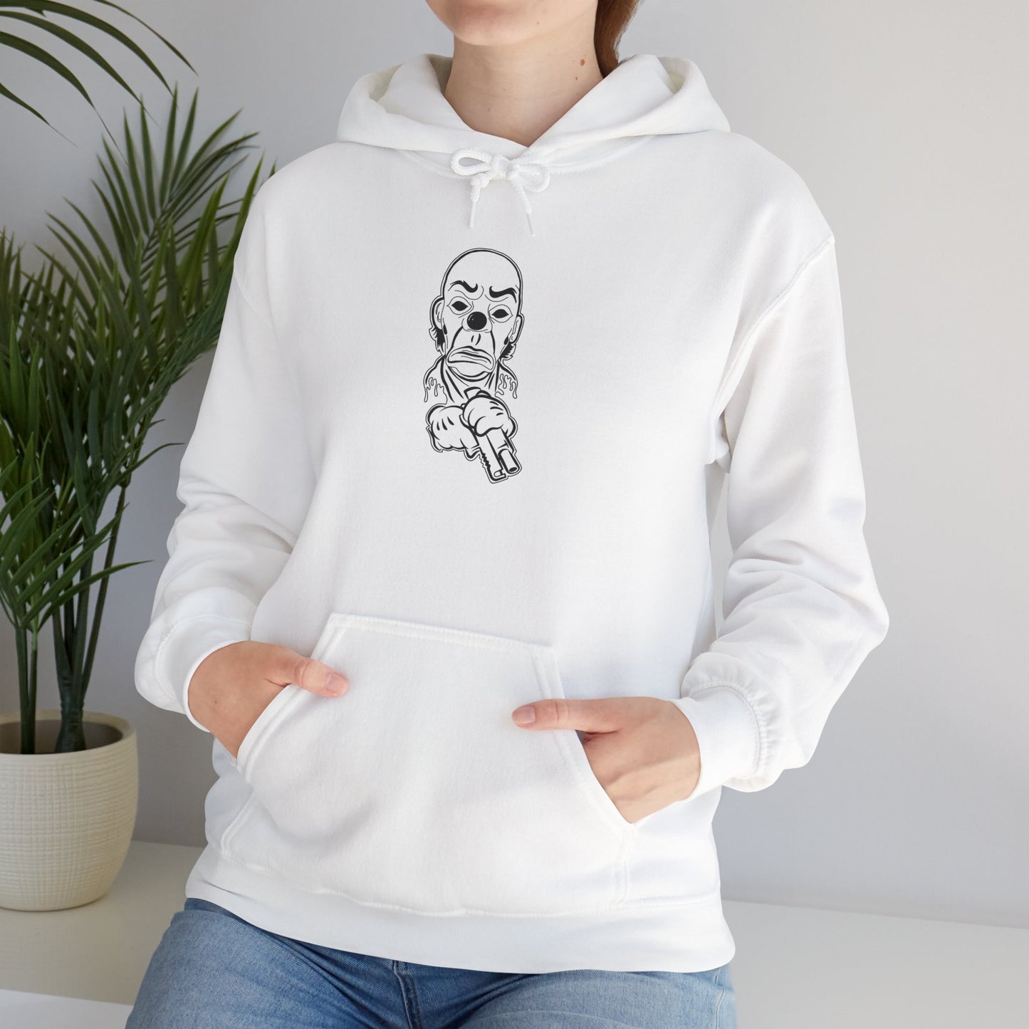 Hoodie — Pointing Skeleton Line Art Hoodie