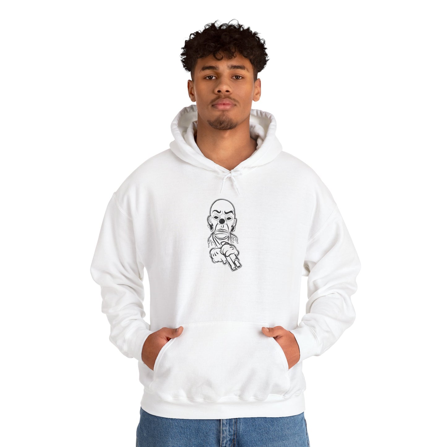 Hoodie — Pointing Skeleton Line Art Hoodie
