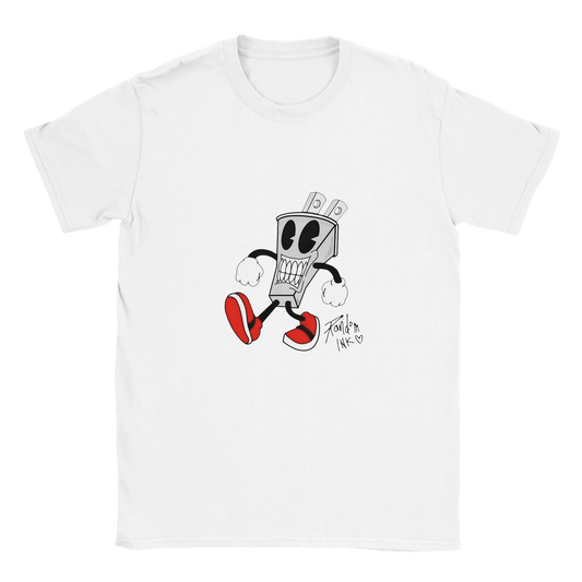 Walking PLUG tattoo art graphic tee – original tattoo artist design on white t-shirt